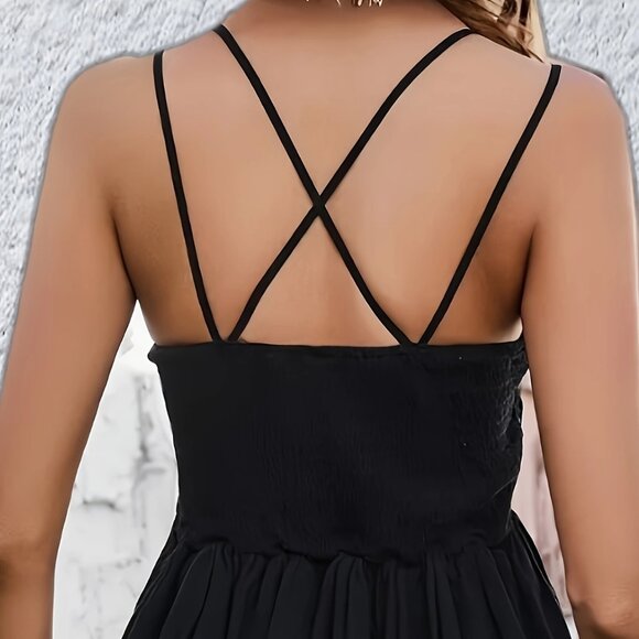 Bohemian Lace Sleeveless Stretch Top Black V-Neck NEW Sz L - Picture 2 of 2